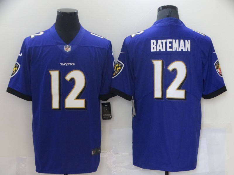 Men's Baltimore Ravens Rashod Bateman #12 Purple Game Jersey