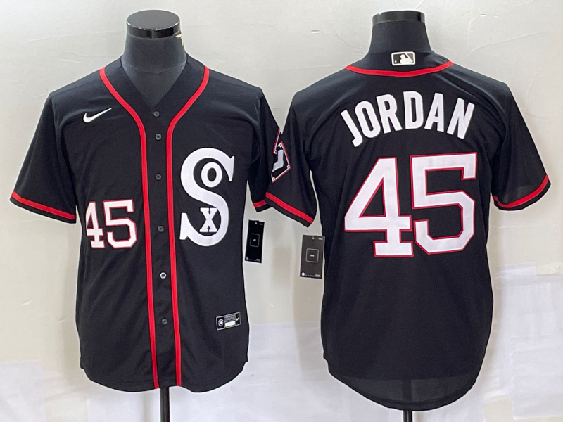 Men's Chicago White Sox Michael Jordan #45 Black Authentic Game Jersey