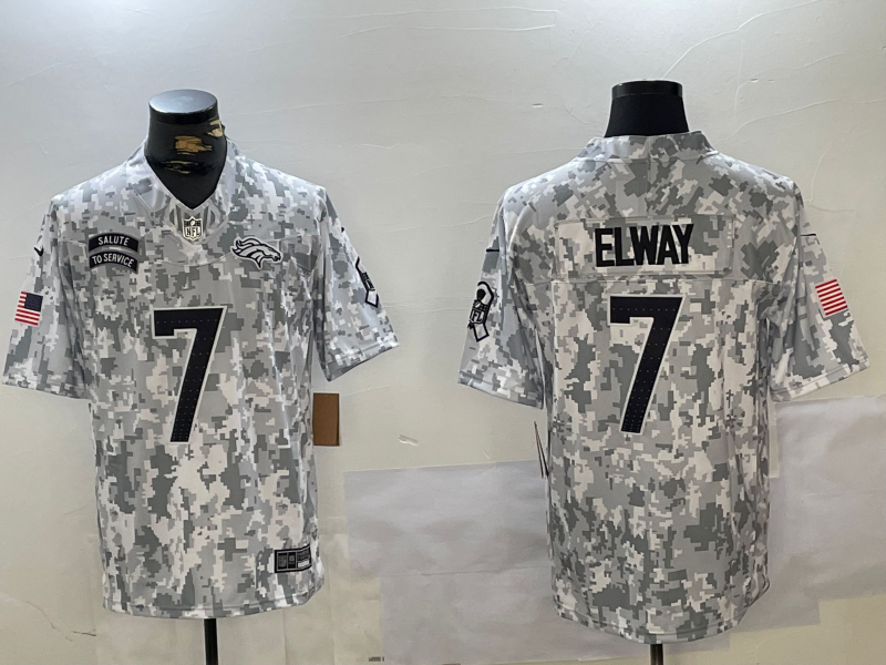 Men's Denver Broncos John Elway #7 Arctic Camo 2024 Salute to Service Retired Player Limited Jersey