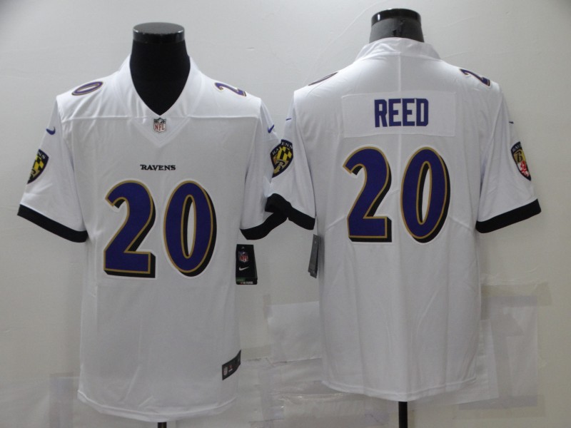 Men's Baltimore Ravens Ed Reed #20 White Game Jersey