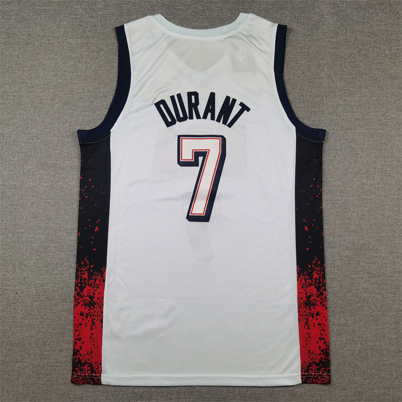 Men's 2024 USA Dream Team Kevin Durant #7 White Authentic Player Jersey