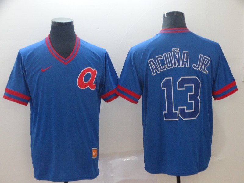 Men's Atlanta Braves Ronald Acuna Jr. #13 Blue Replica Player Jersey