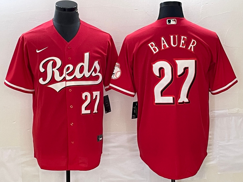 Men's Cincinnati Reds Trevor Bauer #27 Red Replica Baseball Jersey