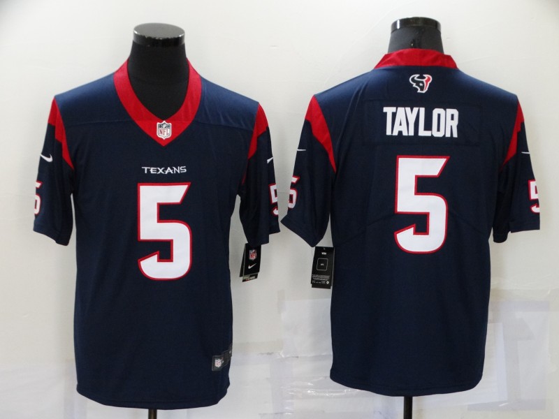 Men's Houston Texans Tyrod Taylor #5 Navy Game Jersey