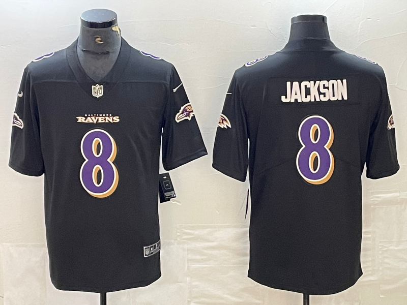 Men's Baltimore Ravens Lamar Jackson #8 Black Fashion Game Jersey