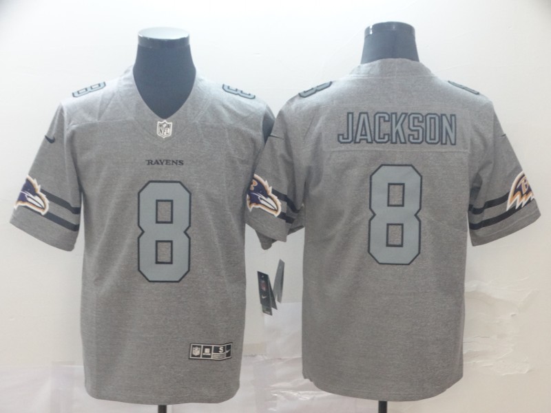 Men's Baltimore Ravens Lamar Jackson #8 Gray Alternate Game Jersey
