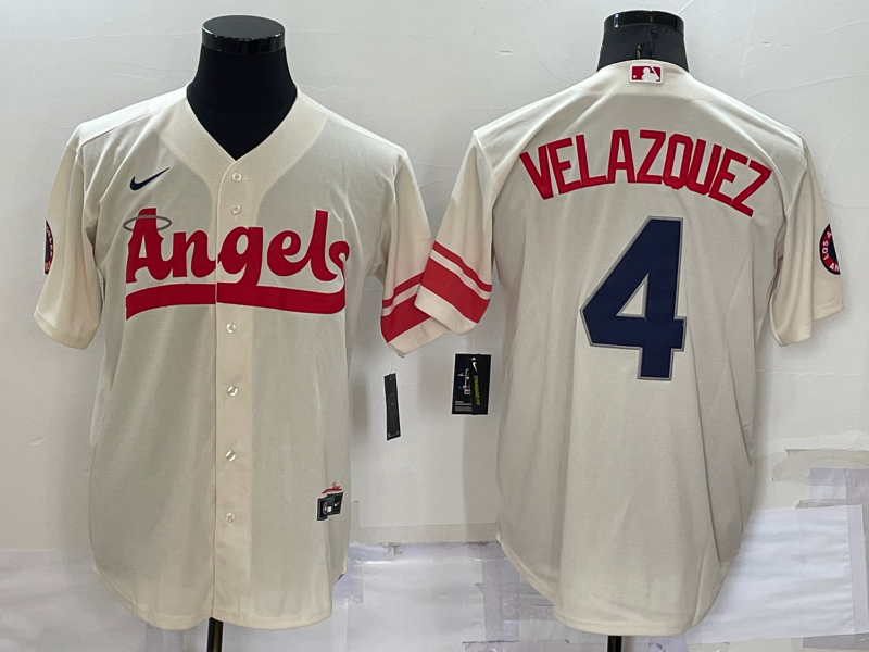 Men's Los Angeles Angels Andrew Velazquez #4 Cream City Connect Replica Player Jersey