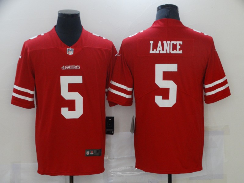 Men's San Francisco 49ers Trey Lance #5 Red Game Jersey