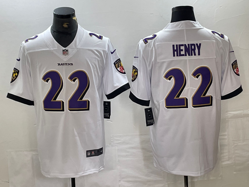 Men's Baltimore Ravens Derrick Henry #22 White Game Player Jersey