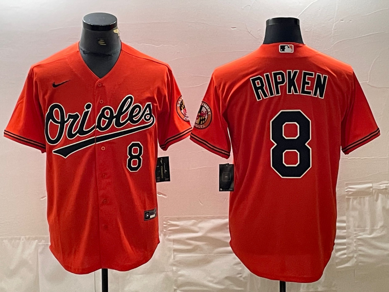 Men's Baltimore Orioles Cal Ripken Jr. #8 Orange Replica Baseball Jersey
