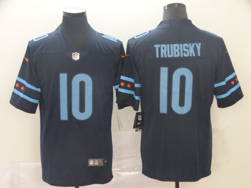Men's Chicago Bears Mitch Trubisky #10 Navy Game Jersey City Edition