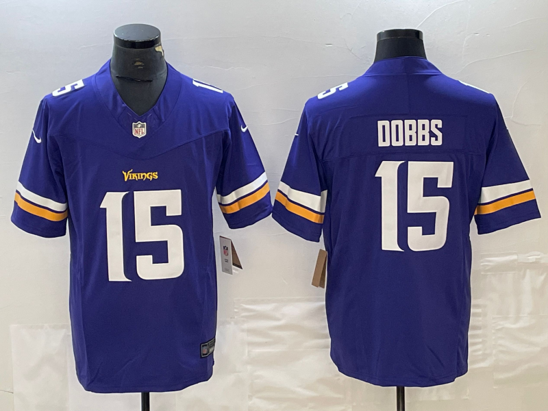 Men's Minnesota Vikings Joshua Dobbs #15 Purple Game Jersey