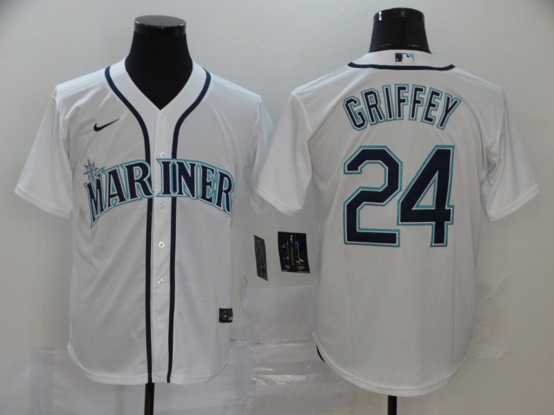 Men's Seattle Mariners Ken Griffey Jr. #24 White Replica Baseball Jersey