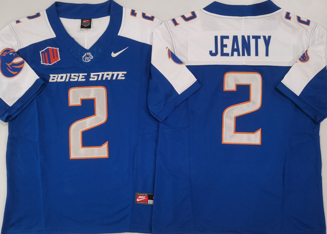 Men's Boise State Broncos Ashton Jeanty #2 Blue Game Jersey