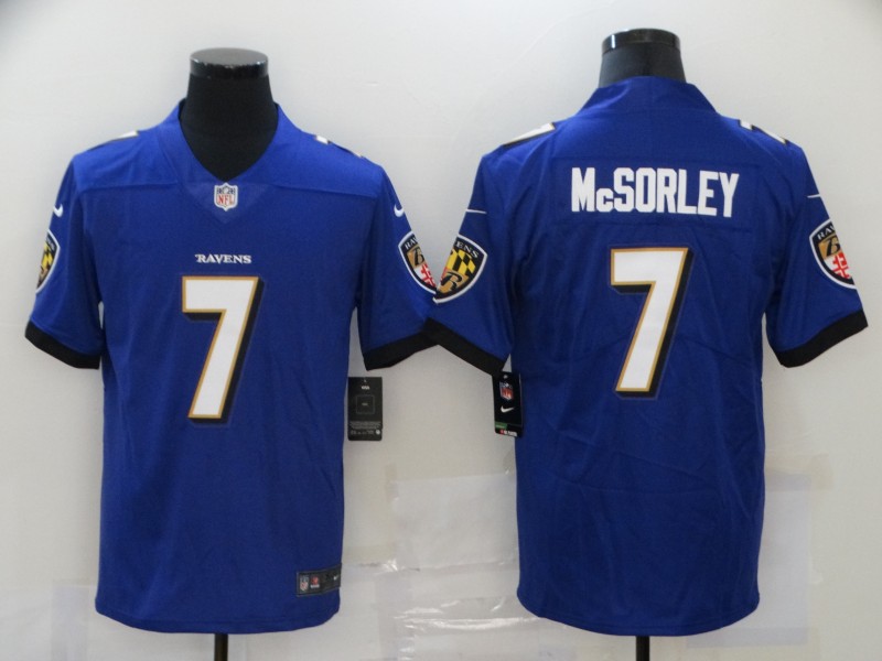 Men's Baltimore Ravens Trace McSorley #7 Purple Game Player Jersey