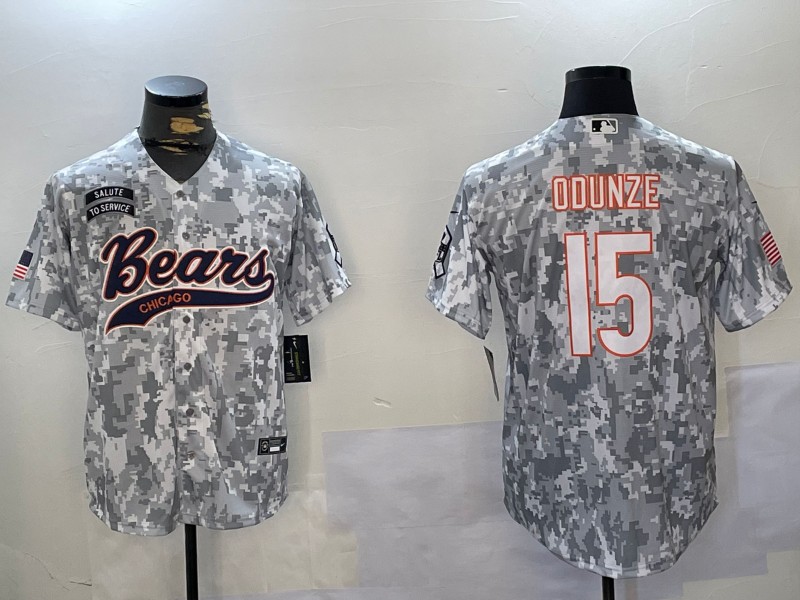 Men's Chicago Bears Rome Odunze #15 Arctic Camo 2024 Salute to Service Player Jersey