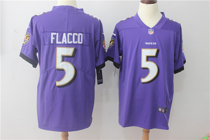 Men's Baltimore Ravens Joe Flacco #5 Purple Game Jersey
