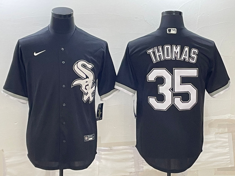 Men's Chicago White Sox Frank Thomas #35 Black Replica Player Jersey