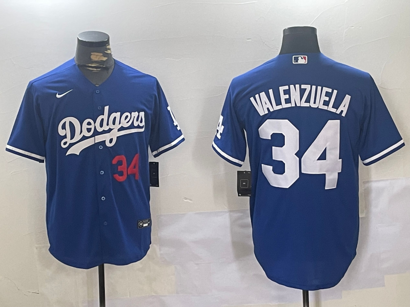 Men's Los Angeles Dodgers Fernando Valenzuela #34 Blue Replica Player Jersey