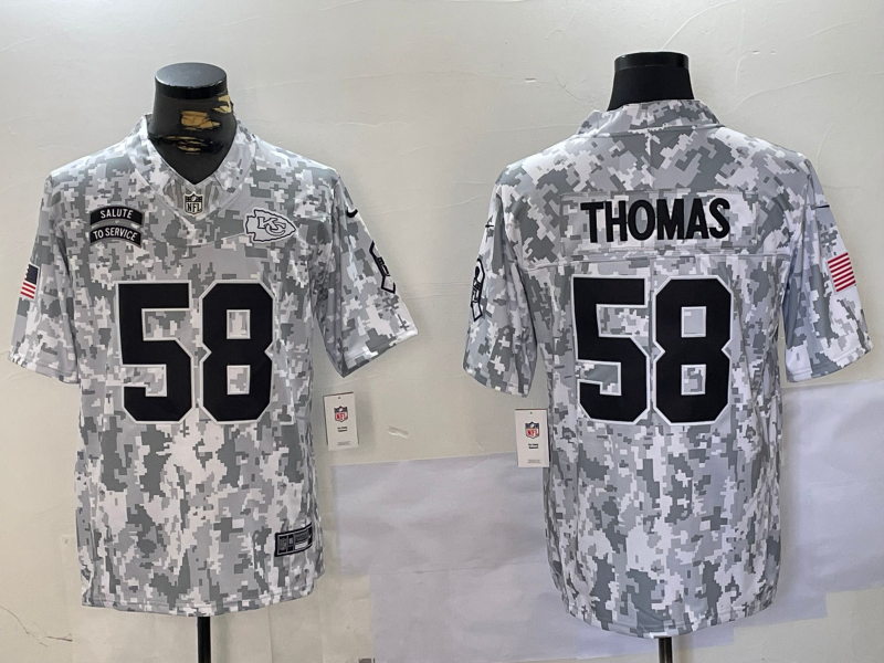 Men's Kansas City Chiefs Derrick Thomas #58 Arctic Camo 2024 Salute to Service Retired Player Limited Jersey