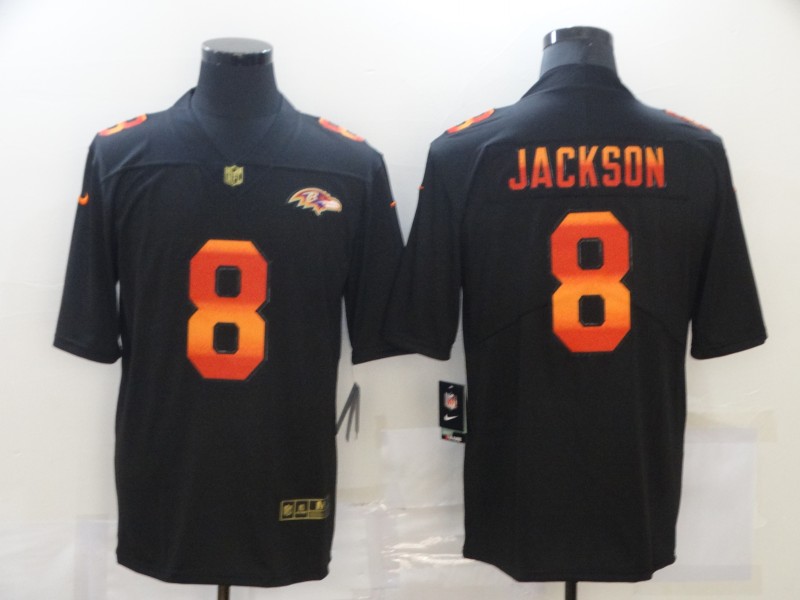 Men's Baltimore Ravens #8 Lamar Jackson Black Authentic Game Player Jersey
