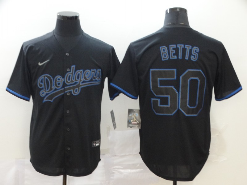 Men's Los Angeles Dodgers Mookie Betts #50 Black Stitched Game Jersey