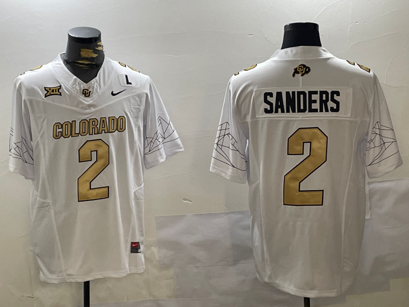 Men's Colorado Buffaloes Shedeur Sanders #2 White Football Game Jersey