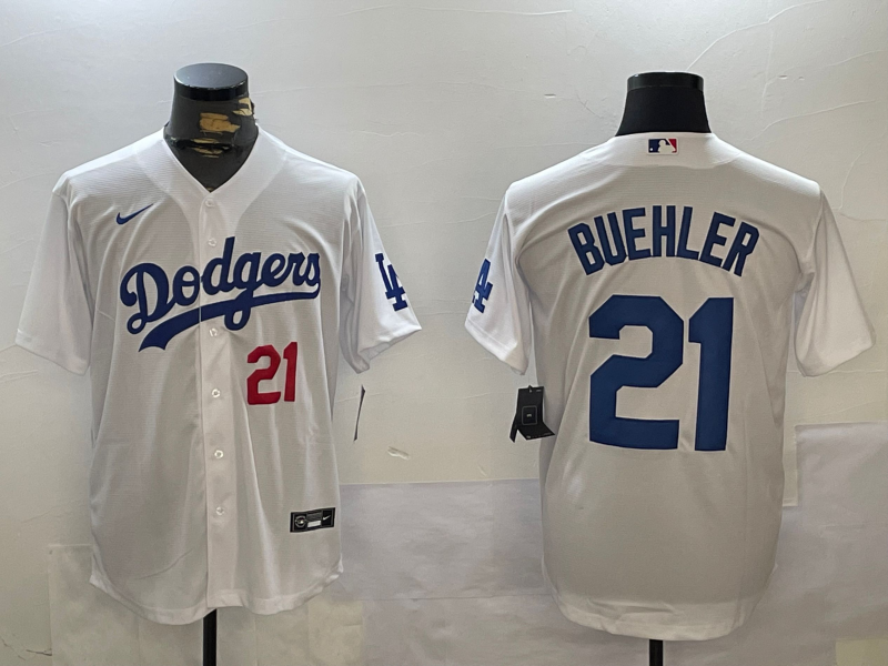 Men's Los Angeles Dodgers Walker Buehler #21 White Replica Baseball Jersey