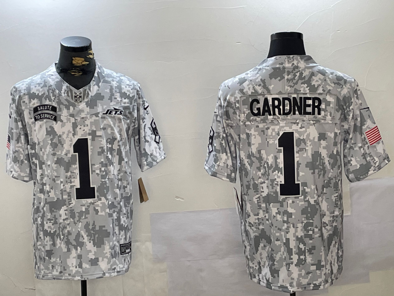 Men's New York Jets Sauce Gardner #1 Arctic Camo 2024 Salute to Service Limited Jersey