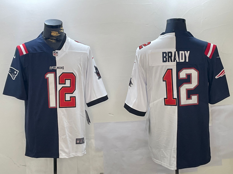Men's New England Patriots Tom Brady #12 Navy/White Game Jersey