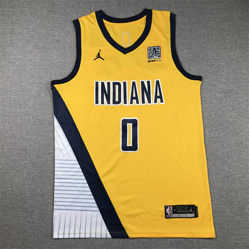Men's Indiana Pacers Tyrese Haliburton #0 Gold Swingman Jersey - Statement Edition
