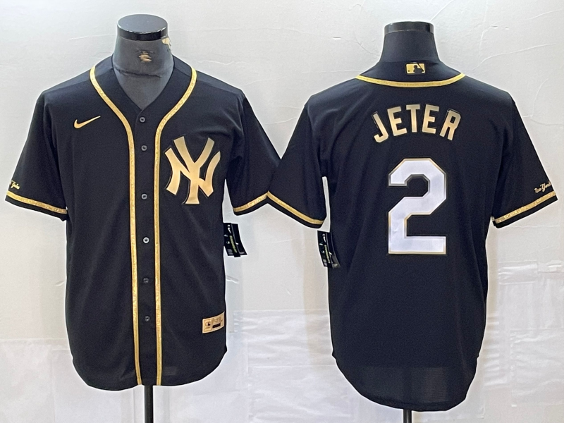 Men's New York Yankees Derek Jeter #2 Black Fashion Stitched Jersey
