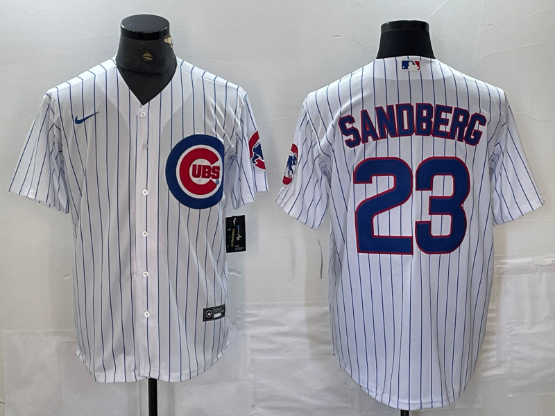 Men's Chicago Cubs Ryne Sandberg #23 White Replica Baseball Jersey