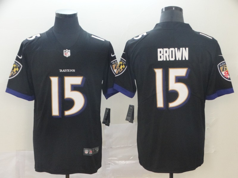 Men's Baltimore Ravens Marquise Brown #15 Black Game Jersey