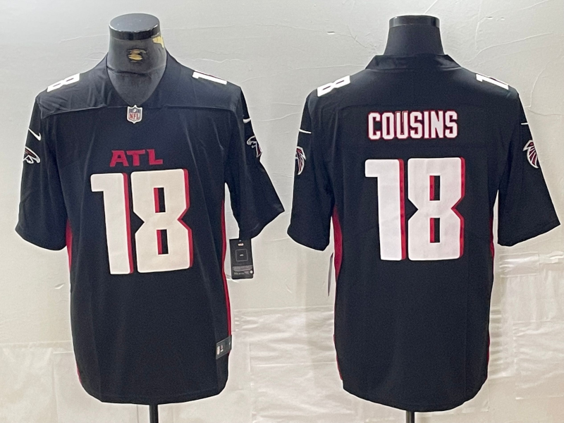Men's Atlanta Falcons Kirk Cousins #18 Black Game Player Jersey