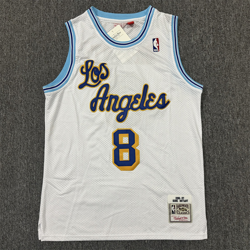 Men's Los Angeles Lakers Kobe Bryant 1996-97 White Hardwood Classics Authentic Jersey