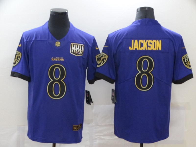 Men's Baltimore Ravens Lamar Jackson #8 Purple Game Player Jersey