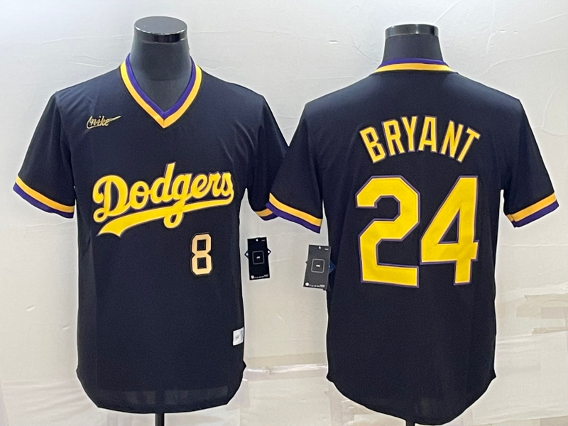 Men's Los Angeles Dodgers Kobe Bryant #8/24 Black Alternate Replica Team Jersey