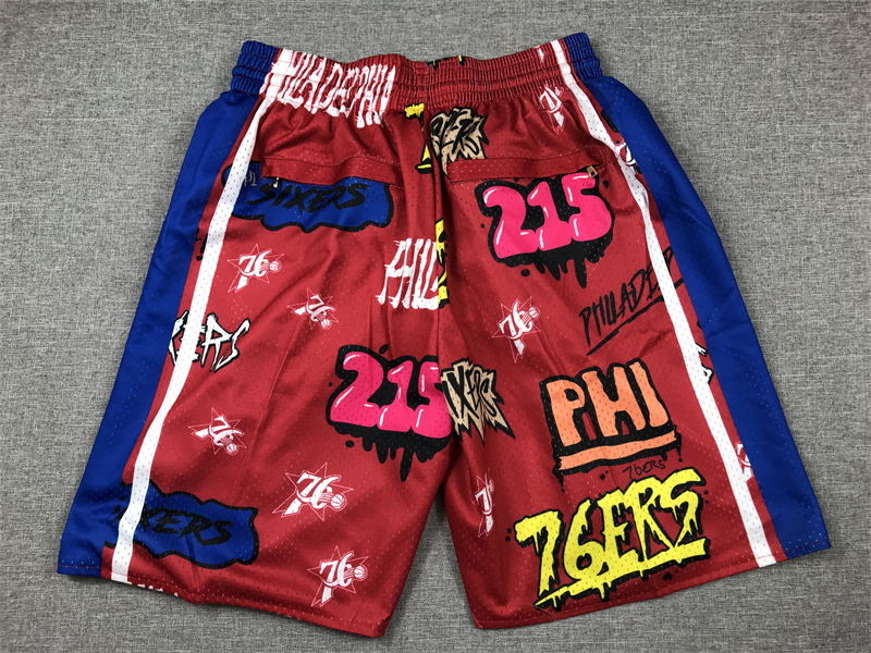 Men's Philadelphia 76ers Red Graffiti Edition Pocket Shorts