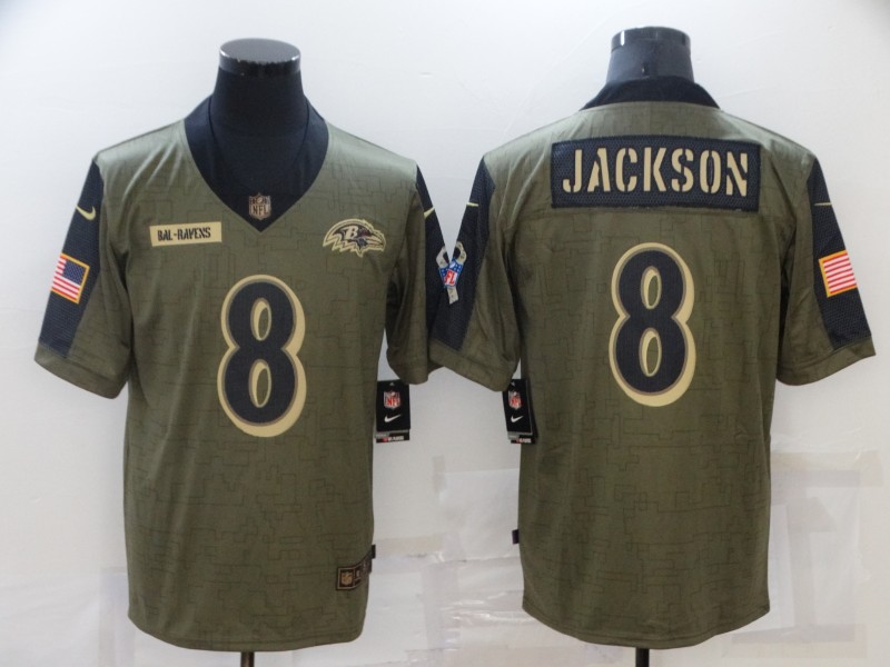 Men's Baltimore Ravens Lamar Jackson #8 Brown Player Game Jersey