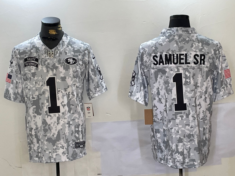 Men's San Francisco 49ers Deebo Samuel Sr #1 Arctic Camo 2024 Salute to Service Limited Jersey