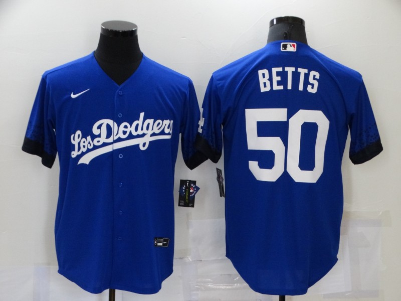Men's Los Angeles Dodgers Mookie Betts #50 Blue Stitched Jersey