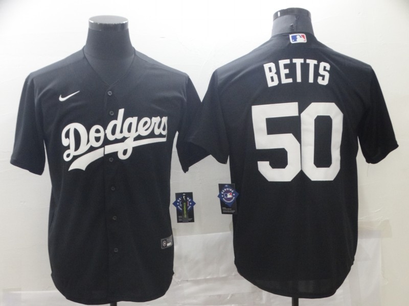 Men's Los Angeles Dodgers Mookie Betts #50 Black Replica Baseball Jersey