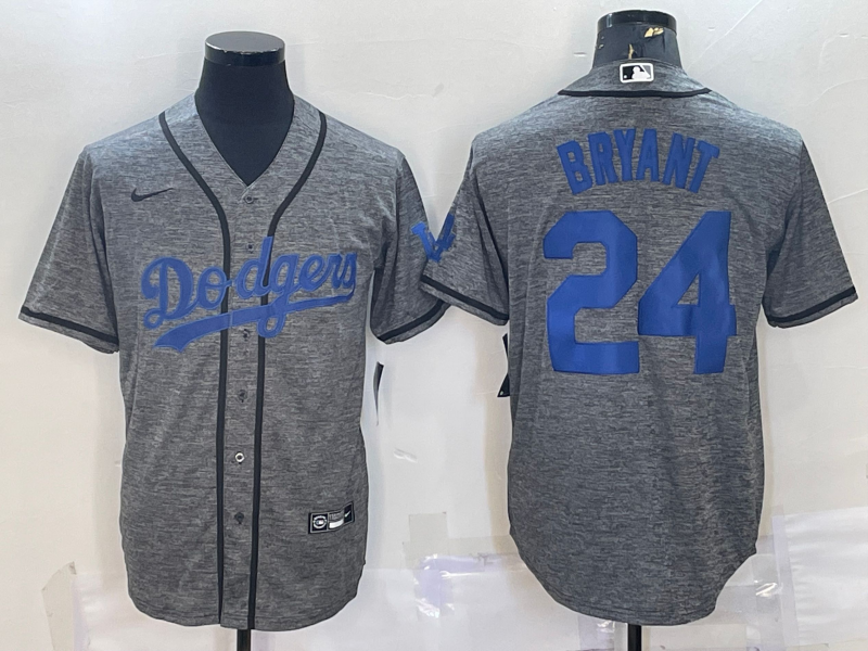 Men's Los Angeles Dodgers Kobe Bryant Gray Replica Baseball Jersey