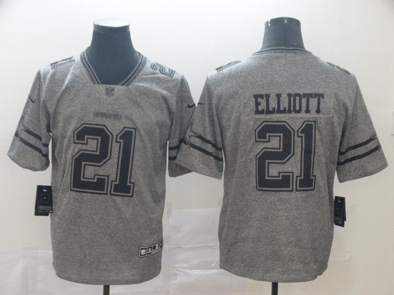 Men's Dallas Cowboys Ezekiel Elliott #21 Gray Alternate Game Jersey