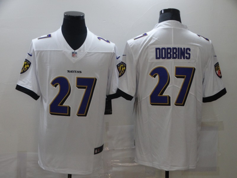 Men's Baltimore Ravens J.K. Dobbins #27 White Game Jersey