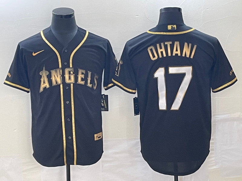 Men's Los Angeles Angels Shohei Ohtani #17 Black Sewn Player Jersey