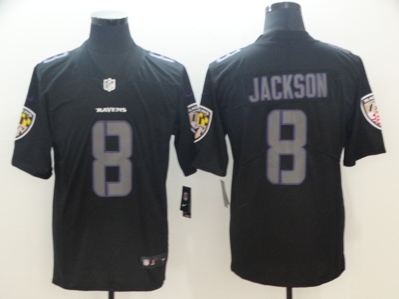 Men's Baltimore Ravens Lamar Jackson #8 Black Authentic Player Game Jersey