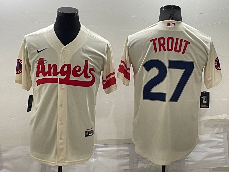 Men's Los Angeles Angels Mike Trout #27 Cream City Connect Replica Player Jersey