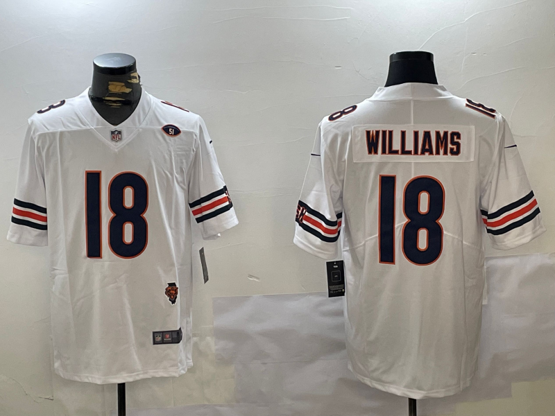 Men's Chicago Bears Caleb Williams #18 White Fashion Game Jersey